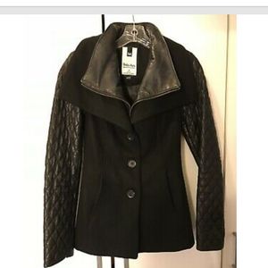 Soia & Kyo Wool Leather Quilted Coat Size M